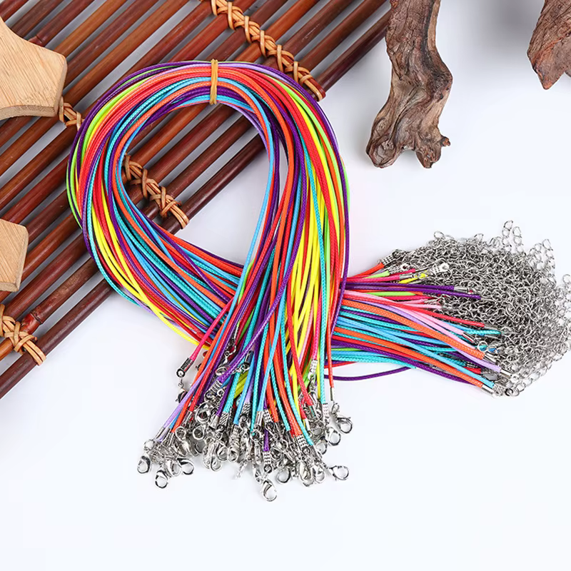 Cordon en cuir ciré, bijoux à bricoler soi-même, fil brillant, chaîne avec fermoir, collier, corde, fournitures de fabrication de bijoux, vente en gros