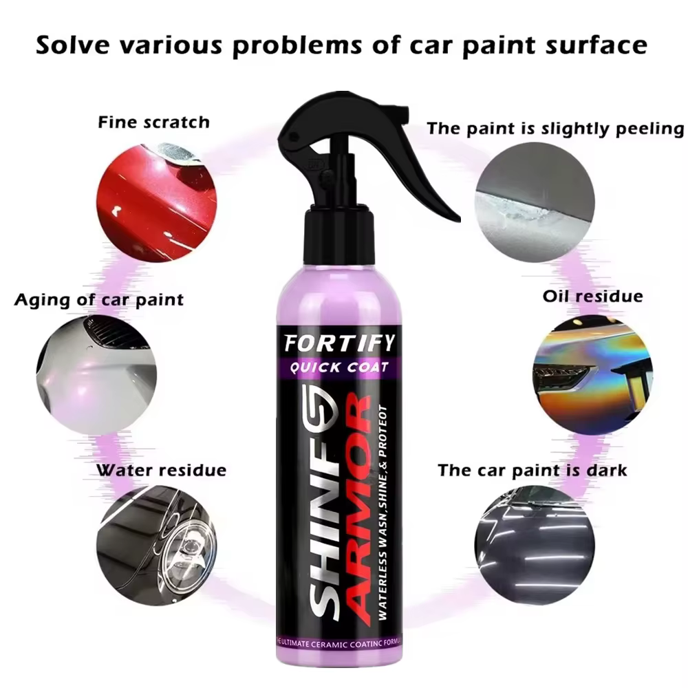 SHINE Fortify Quick Coat – Cire céramique pour voiture, spray de polissage, lavage sans eau et cire, couche de finition hydrophobe