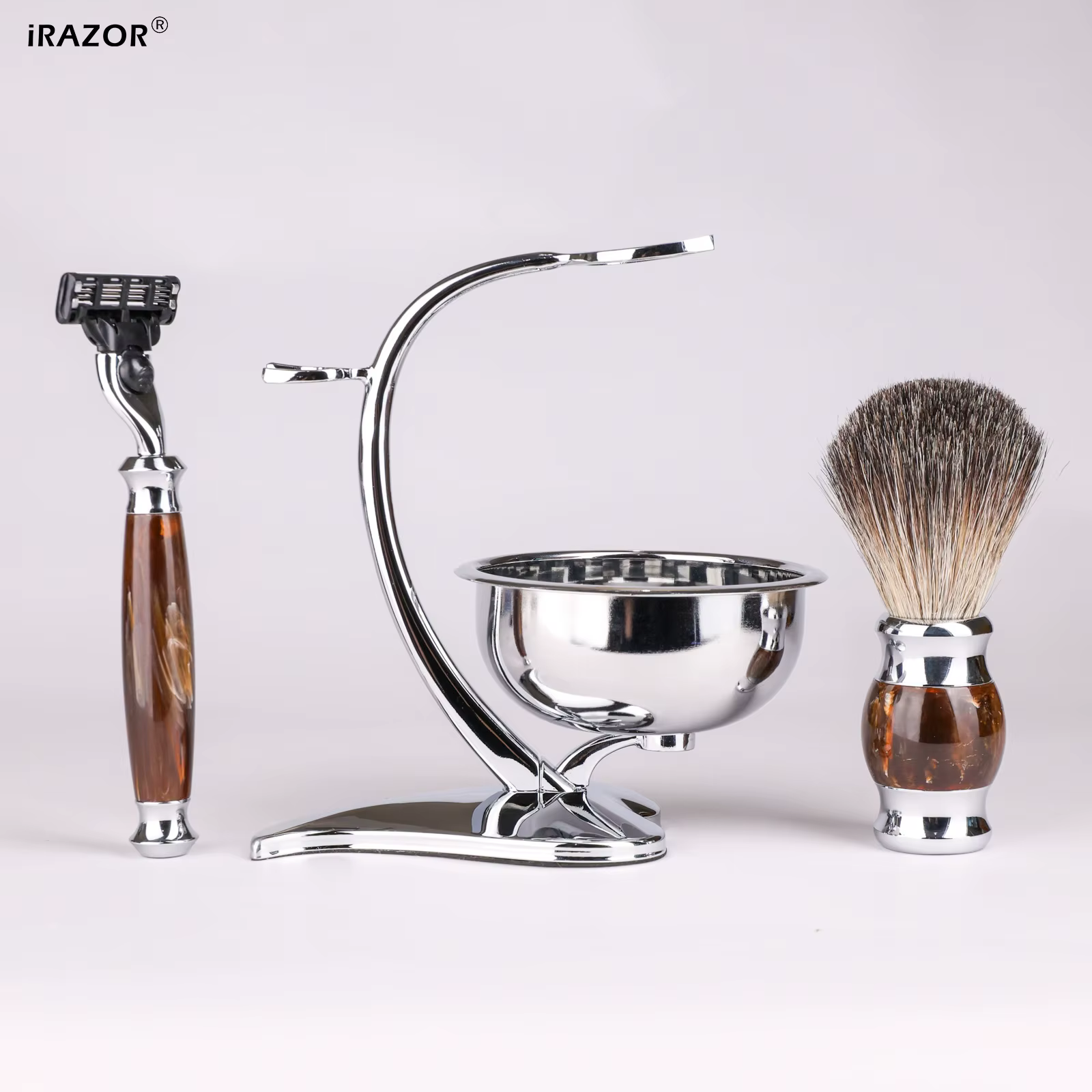 IRAZOR Kit de rasage professionnel pour hommes-Mach 3 lame de rasoir blaireau cheveux accessoire de barbier outil
