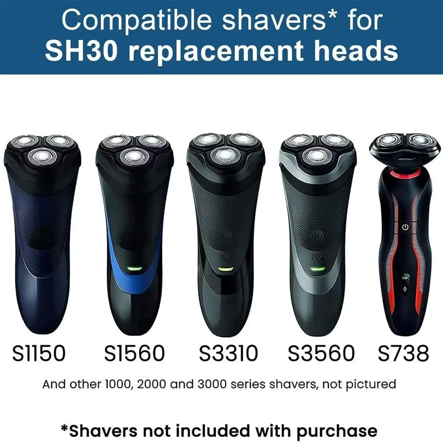 Lames de têtes de rechange SH30/52 compatibles avec les rasoirs électriques Philips Norelco série 3000