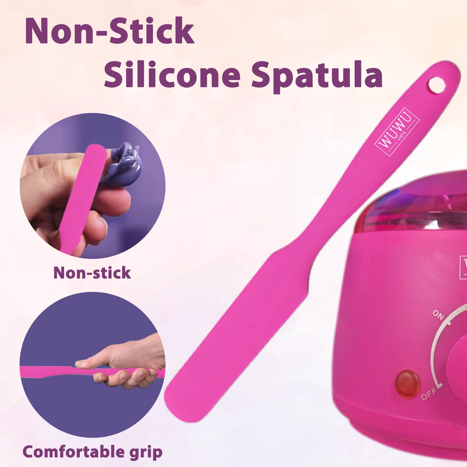 WUWUVISTA spatule de cire antiadhésive en silicone accessoires d'épilation facile à nettoyer et réutilisable grattoir