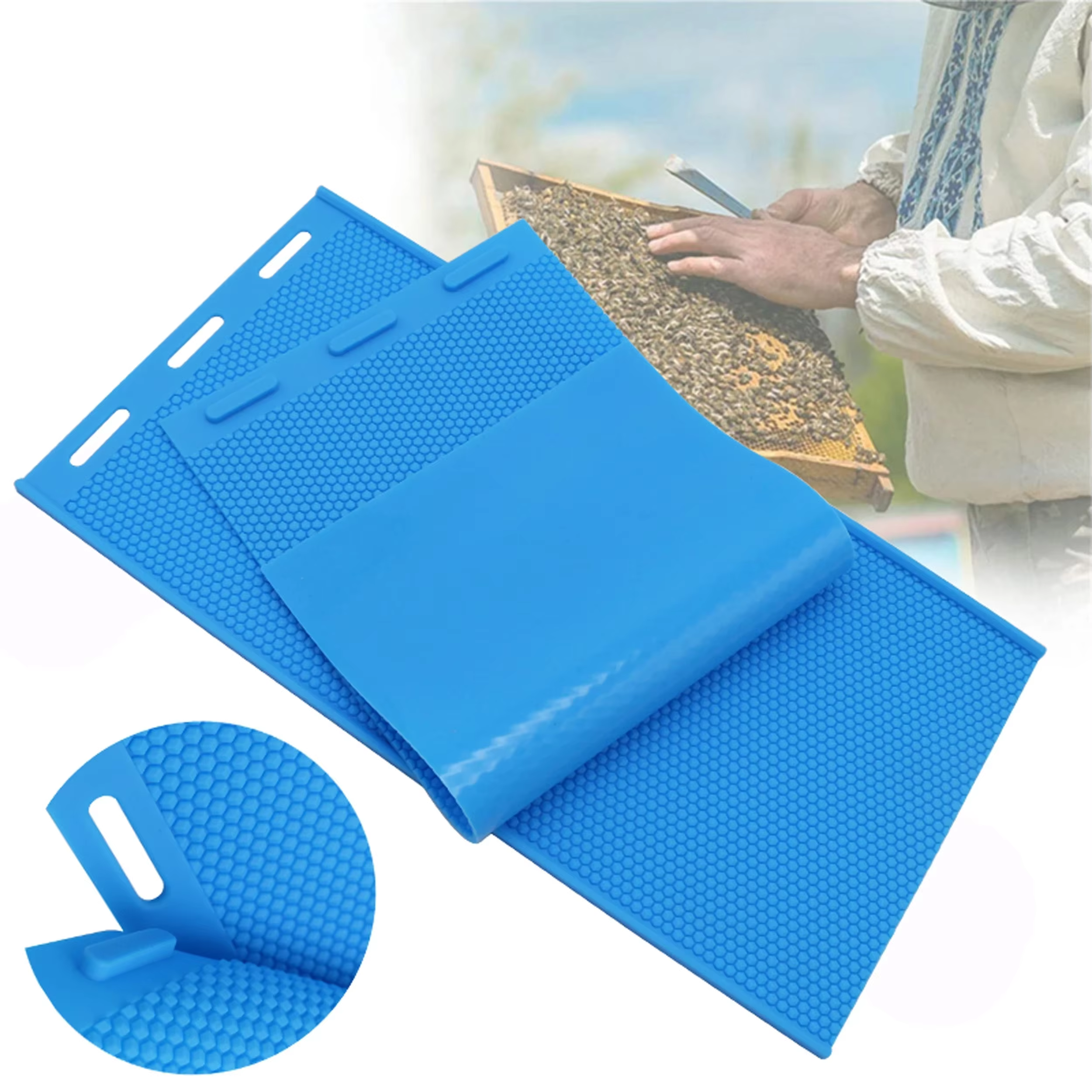 1 ensemble de cire d'abeille en Silicone pour Apiculture, moule en nid d'abeille, cire Flexible pour Machine, feuilles de fond de teint, presse, gaufreur, fabrication de Base de nid de cire
