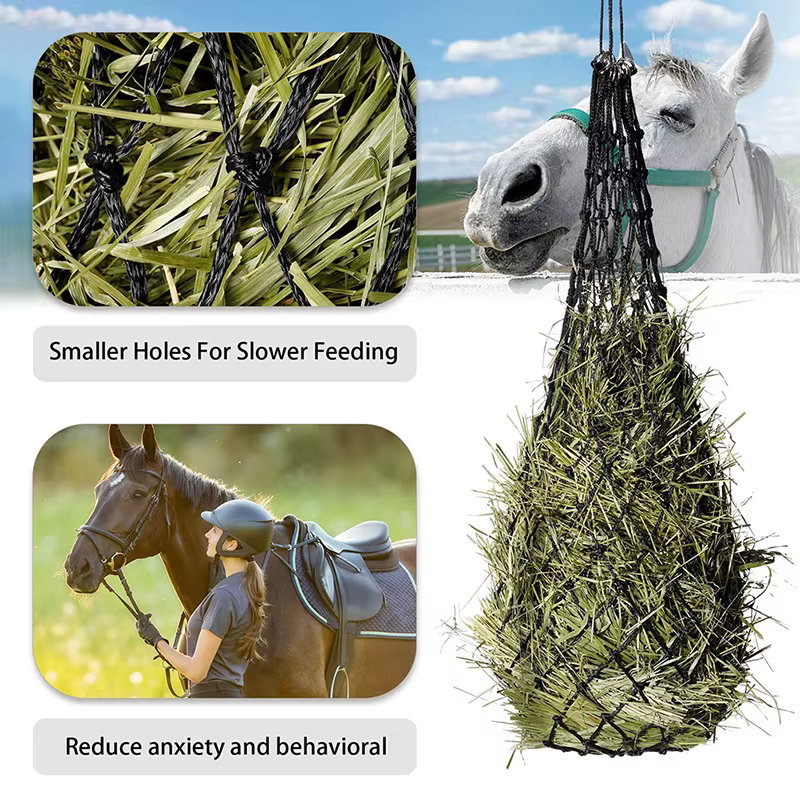 Filet à Haylage Durable, produits de soins pour chevaux, petit filet à foin troué, équipement pour foin, alimentation lente, sacs pour chevaux