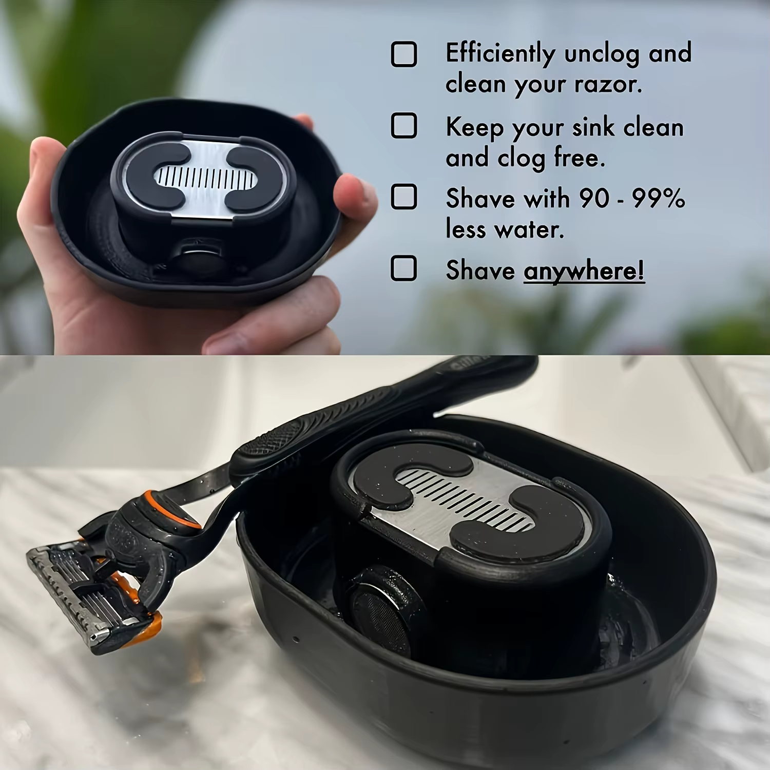 Solution de nettoyage rapide pour rasoirs portables pour hommes