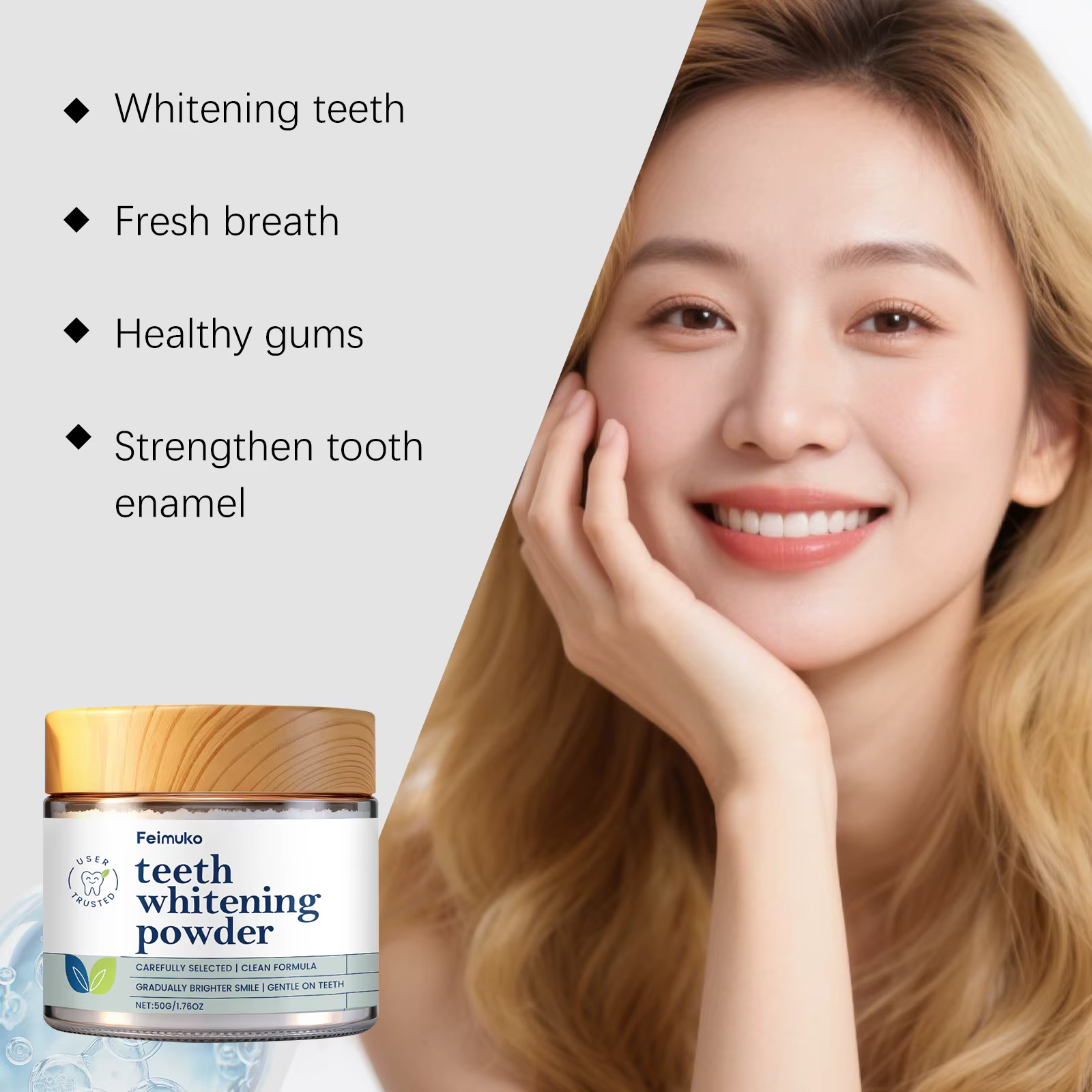 Poudre blanchissante pour les dents, apaise les gencives sensibles, améliore l'halitose, fraîcheur durable, réduit les taches jaunes, soins dentaires