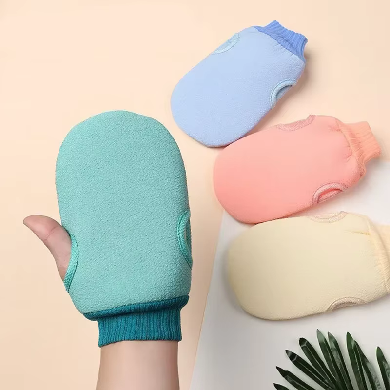 1 Gant de douche exfoliant double face, 1 Gant de massage corporel en mousse, Gants de bain pour gommage et nettoyage en profondeur de la peau, SPA ﻿