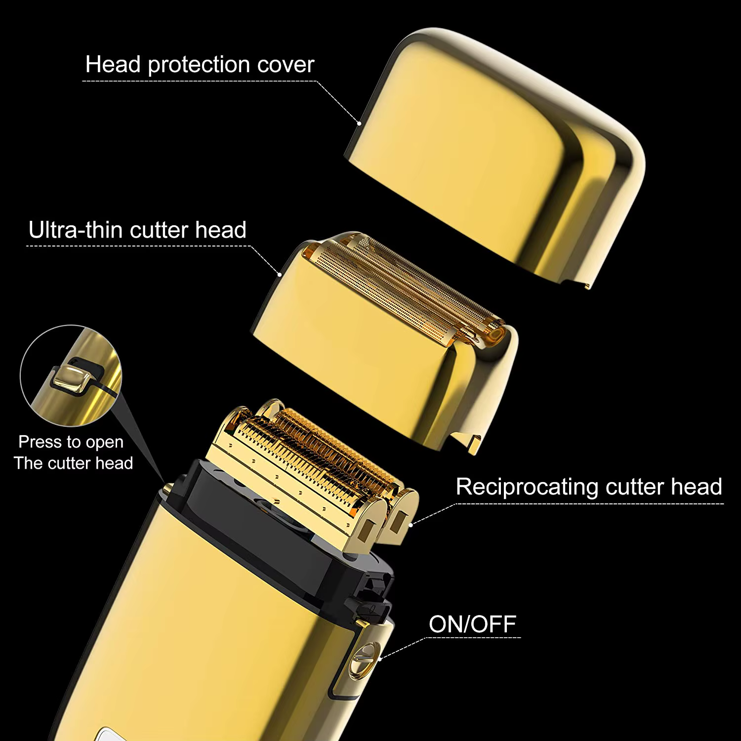 Kemei Pro Barberology métal Double feuille rasoir titane Super fermer