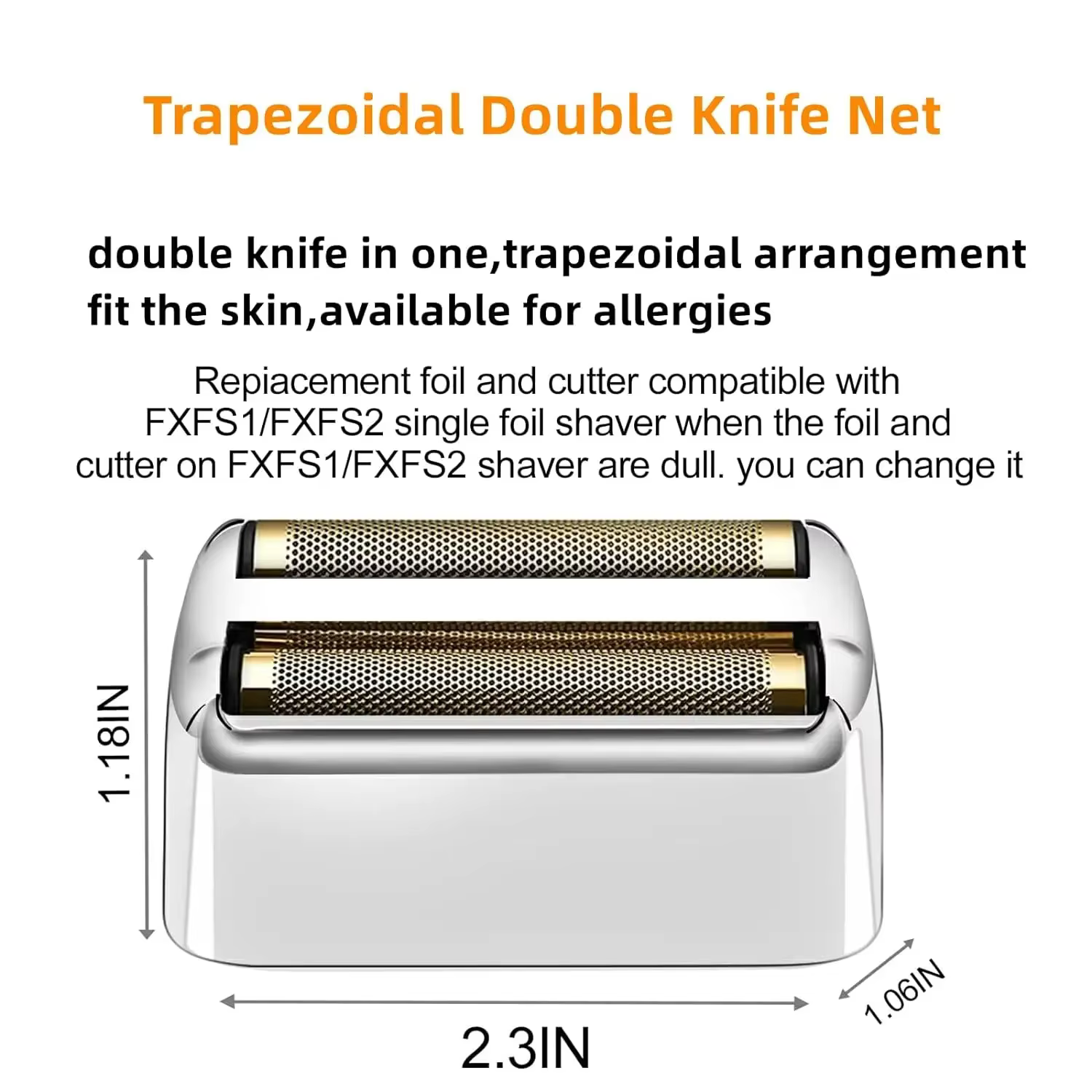 Argent, feuille de rechange et couteaux compatibles avec les rasoirs électriques en métal BaByliss PRO Double FXFS2