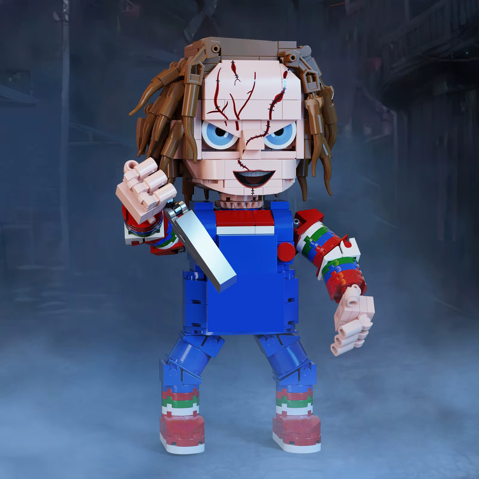Blocs de construction de poupées d'horreur d'Halloween, figurines de clown de film d'horreur, kit de modèles - Jouet décoratif et cadeau pour les fans, adapté à tous les âges
