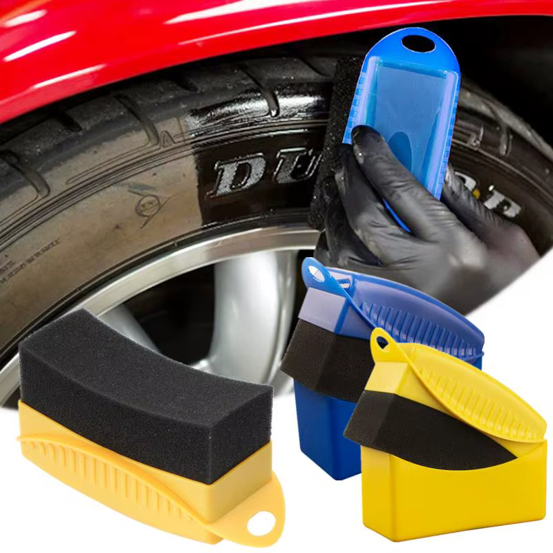 Éponge de polissage pour roues de voiture, brosse en plastique ABS, nettoyage du Contour des pneus, tampons applicateurs, accessoires de détail