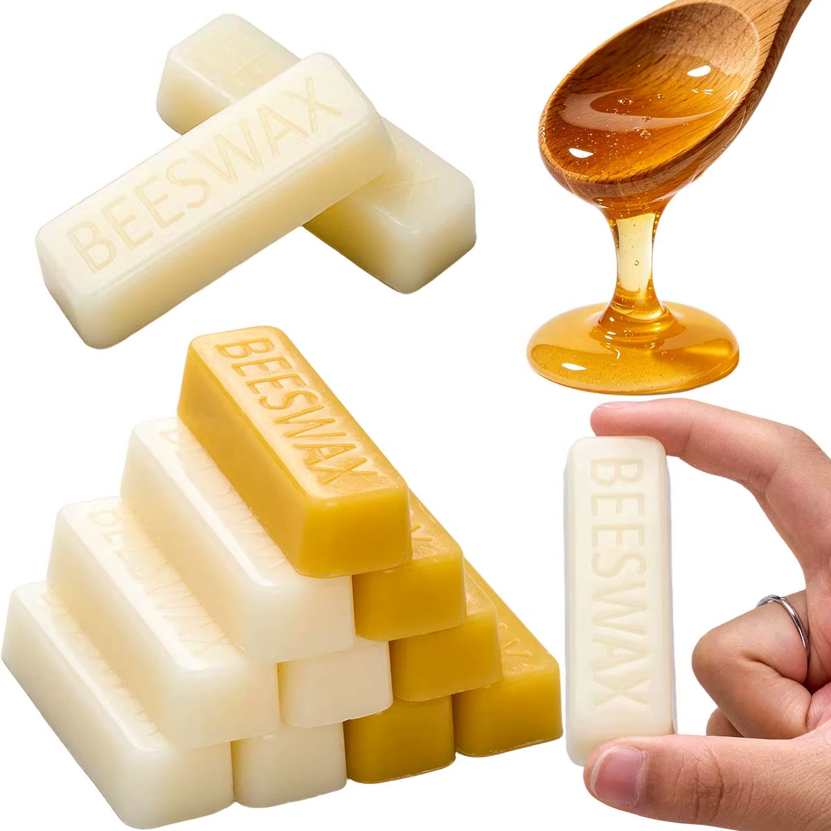 Blocs de cire d'abeille pure jaune et blanche, matériau de cirage de haute qualité pour la fabrication artisanale de bougies d'aromathérapie, 1 pièce/5 pièces