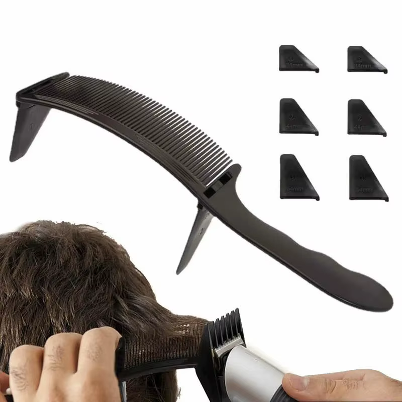 Peigne de coupe de cheveux incurvé à dessus plat pour barbier