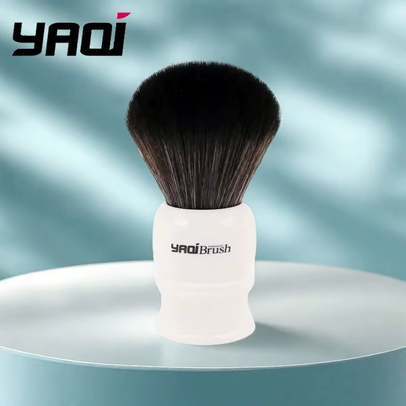 Brosse de rasage humide Yaqi 30mm taille noeud blanc poignée noir cheveux synthétiques