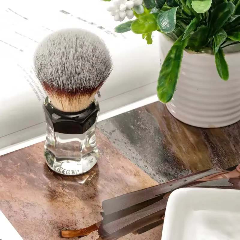 YAQI Robin cheveux synthétiques poignée transparente hommes brosse de rasage humide hommes produits de rasage