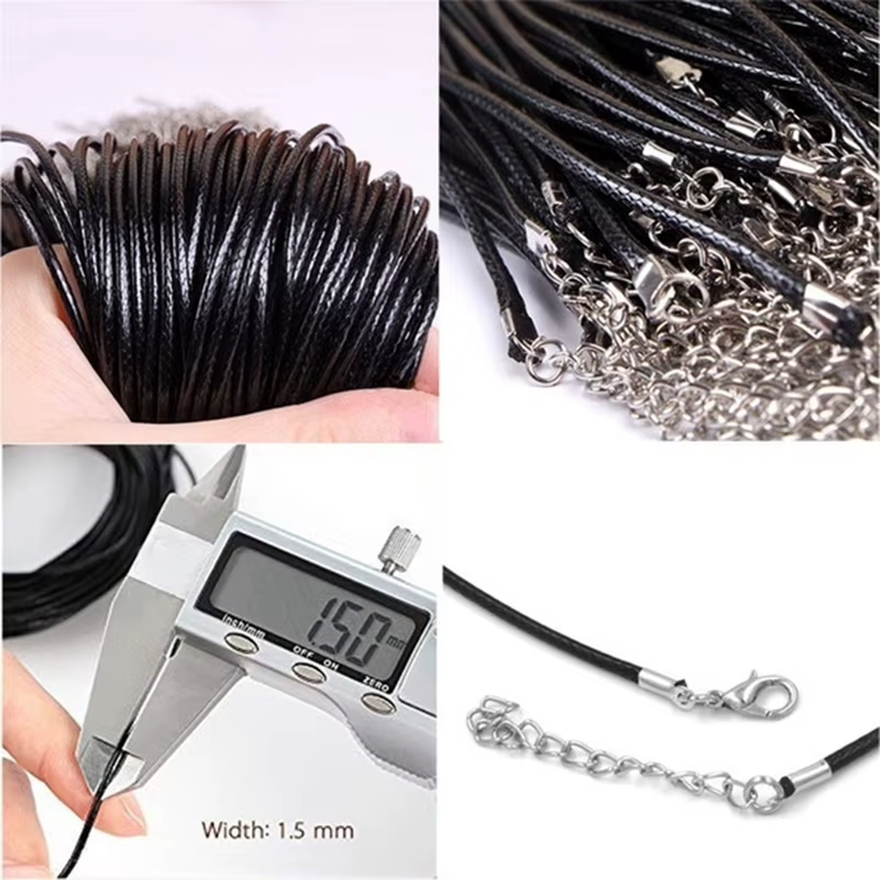 Cordon en cuir ciré, bijoux à bricoler soi-même, fil brillant, chaîne avec fermoir, collier, corde, fournitures de fabrication de bijoux, vente en gros