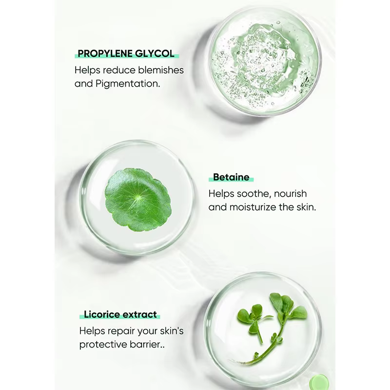 Huile exfoliante verte à l'extrait de réglisse pour le visage et le corps, adoucissante, hydratante, peeling, nettoyage en profondeur des pores, soin quotidien du corps