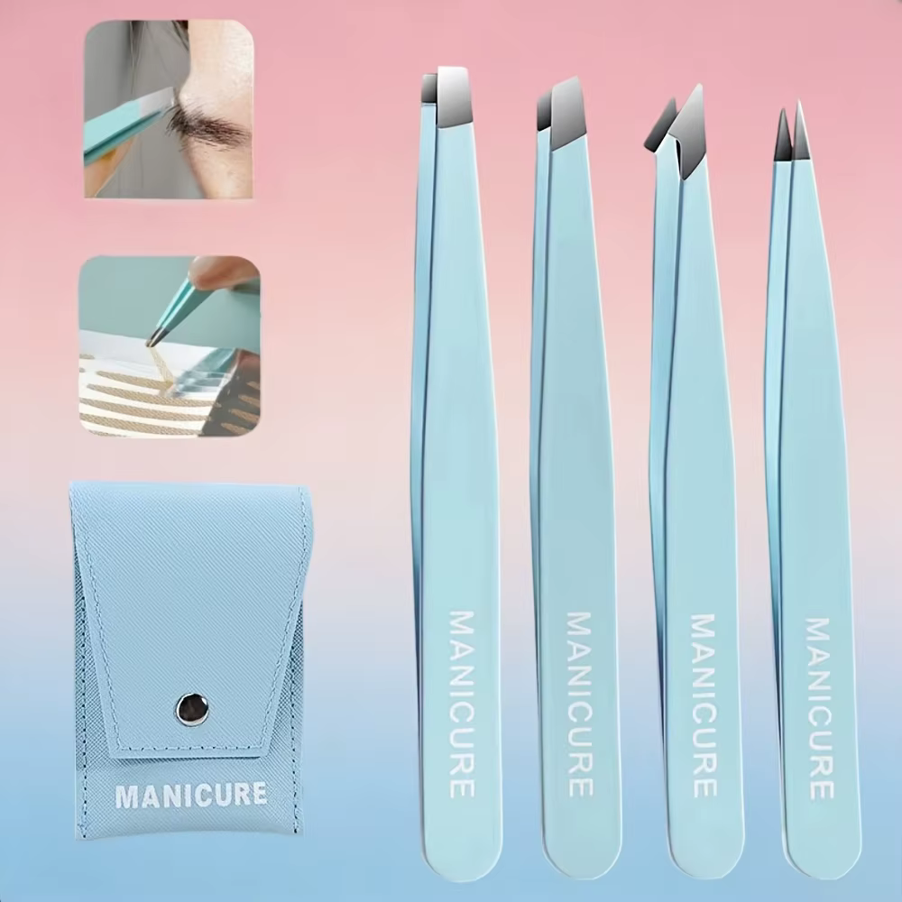 Ensemble de 4 pinces à épiler professionnelles