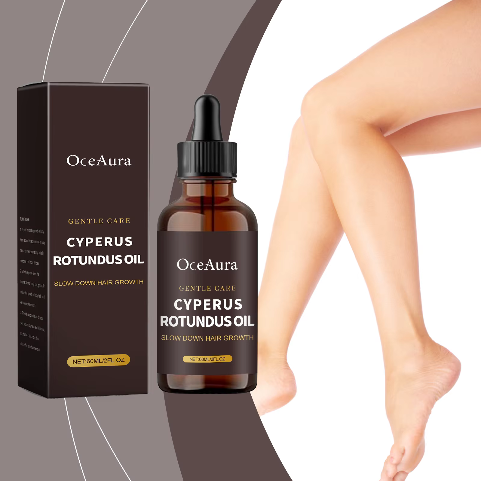 Inhibe la croissance des cheveux Cyperus Rotundus huile épilation indolore ralentissent les aisselles jambes bras