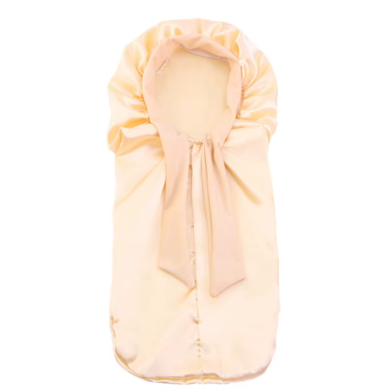 Bonnet de couchage en satin solide pour enfants, chaussettes longues pour filles, chapeau de nuit, injBonnet, soins des cheveux, écharpe de sauna, ruban, vêtements de sauna, rond, nouveau