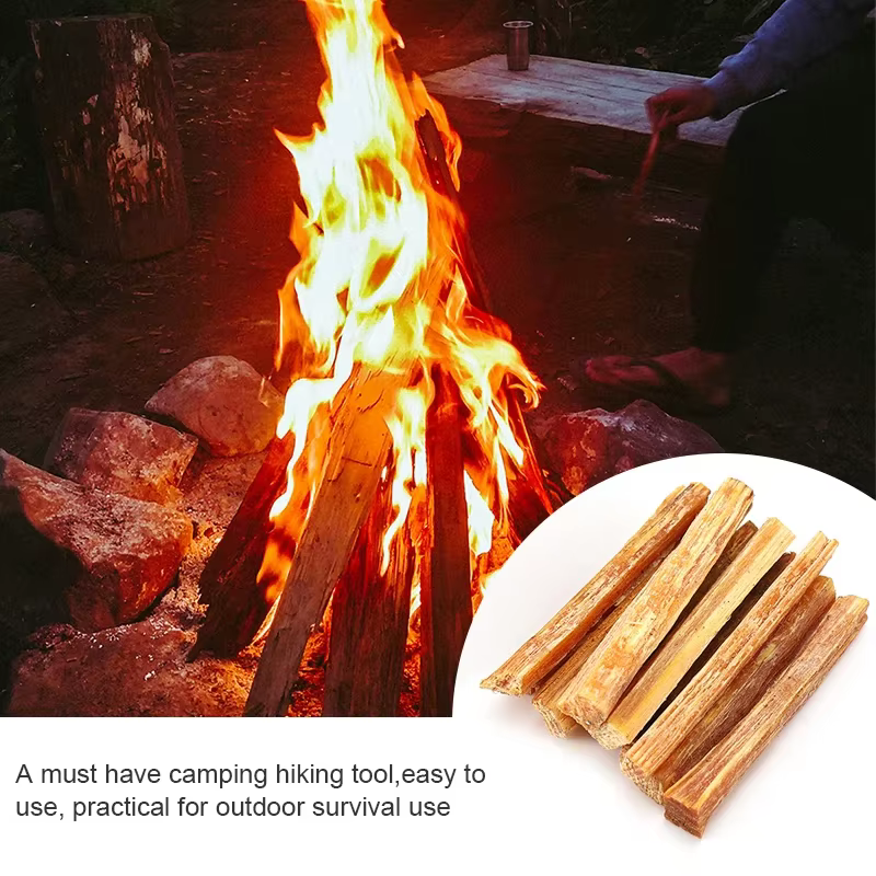 Bâton de démarrage de feu en bois de graisse, 1 boîte, outils de fabrication d'incendie en plein air, bâtons en bois naturel pour Camping randonnée survie d'urgence