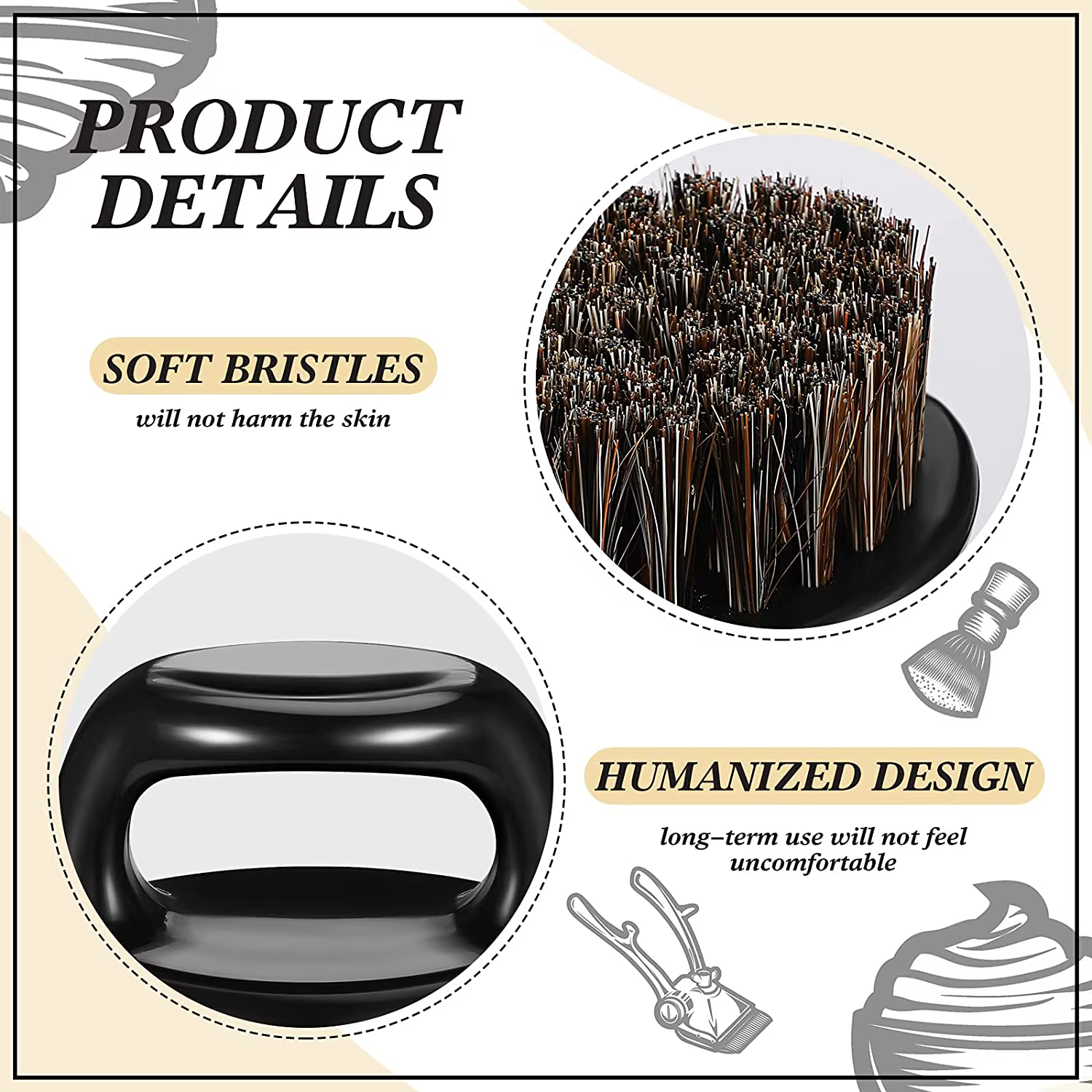 Hommes blaireau Portable barbier barbe brosses Salon visage nettoyage rasoir brosse en plastique cheval poils outils de rasage