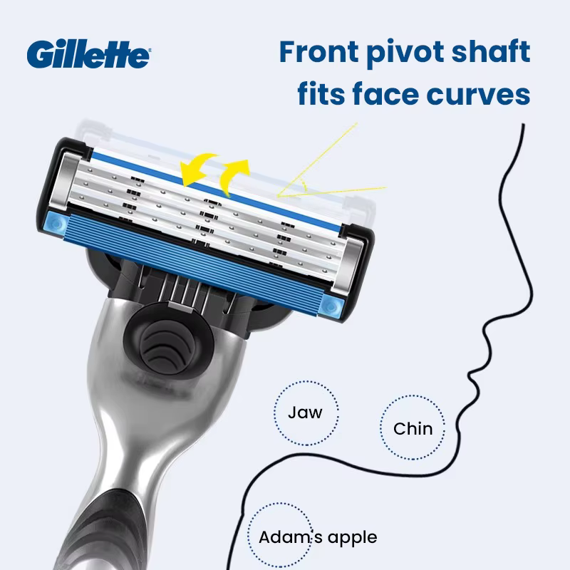 Gillette Mach3 rasoir pour hommes 3 couches lames barbe à raser lisse avec 5 recharges