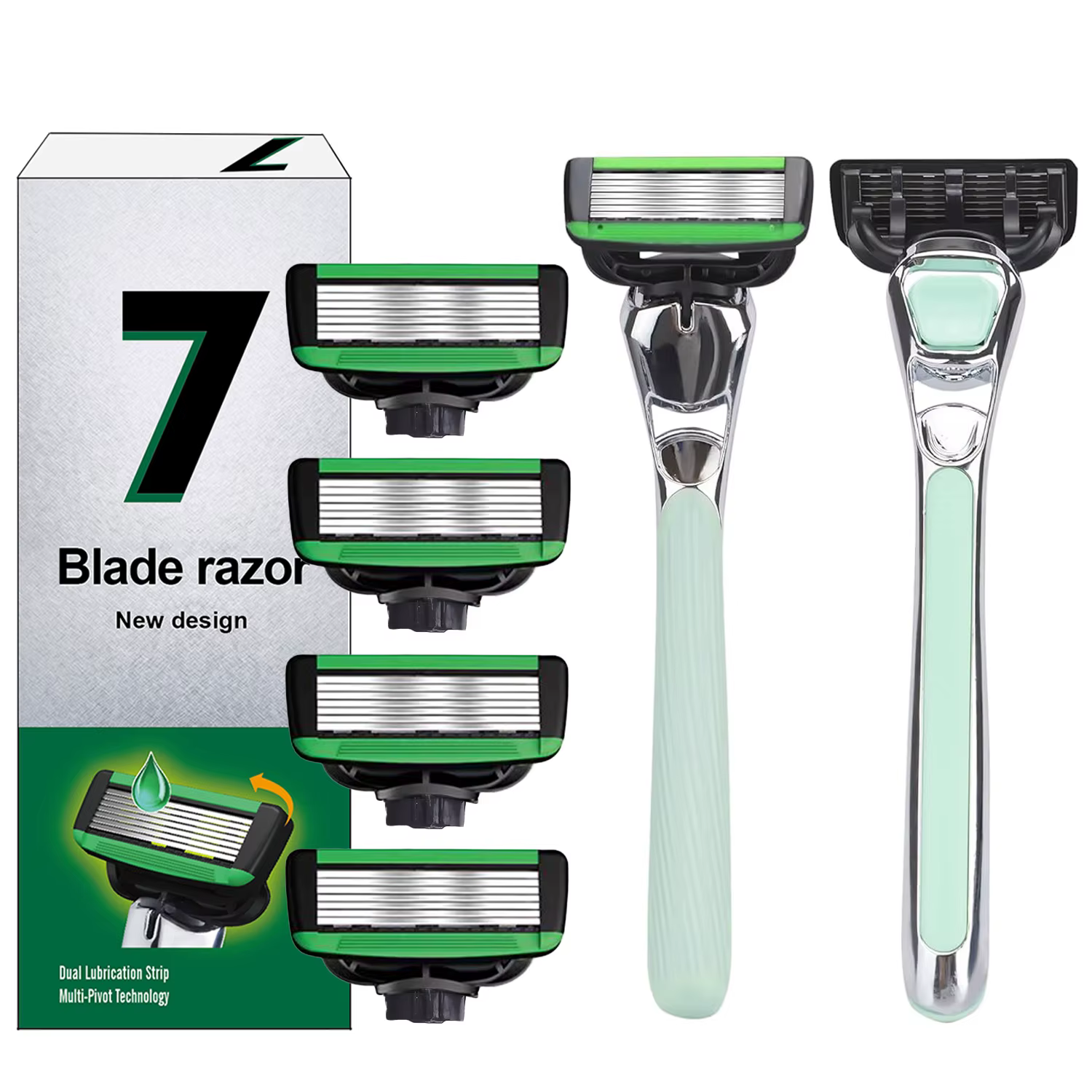 Ensemble de rasoir manuel vert pour homme