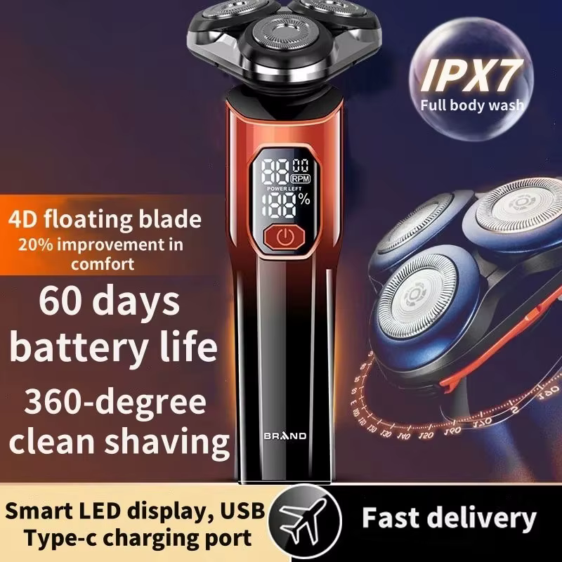 Nouveau tondeuse à cheveux hommes ensemble de rasoir électrique 4D 3 tête