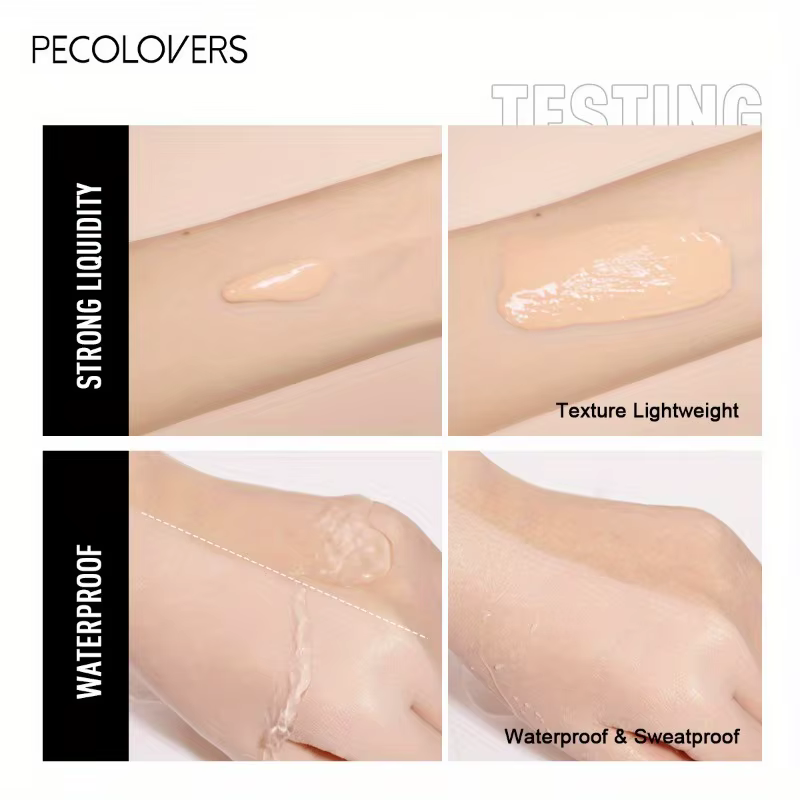 PECOLOVERS Fond de teint liquide finition mate - Correcteur anti-huile, imperméable et à couverture complète pour tous les tons de peau