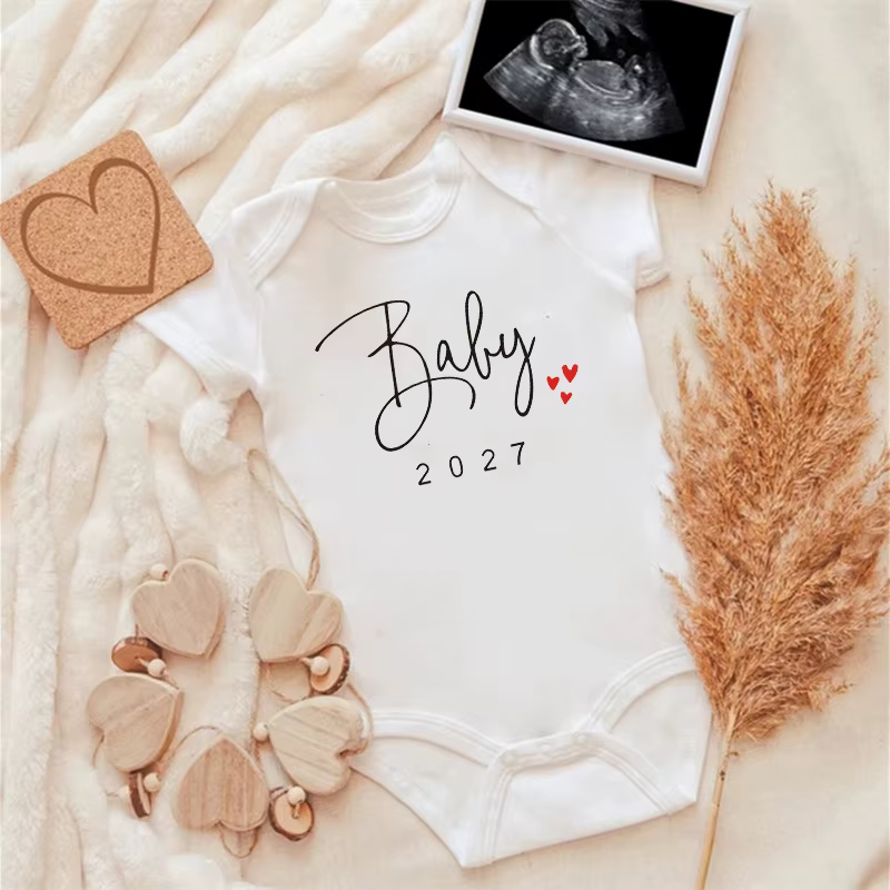Combinaison pour bébé drôle et amusante pour révéler la grossesse, annonce de naissance 2027, tenue pour nouveau-né, garçons et filles