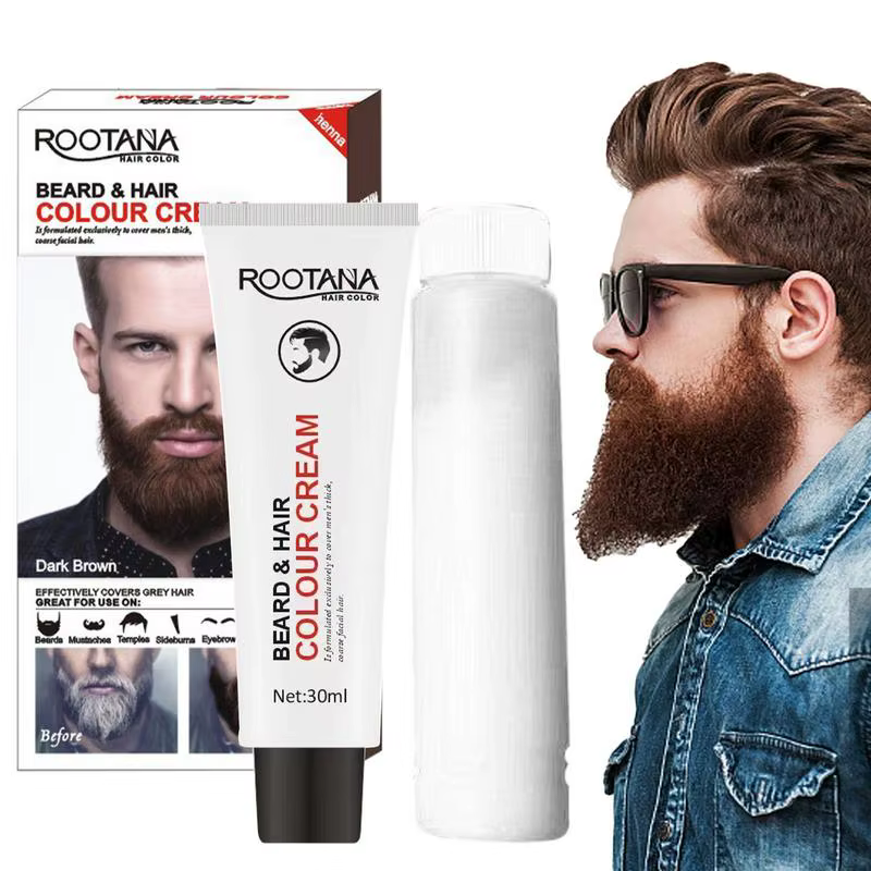 2 pièces/ensemble hommes efficace barbe noir colorant teinte crème moustache Semi-permanent