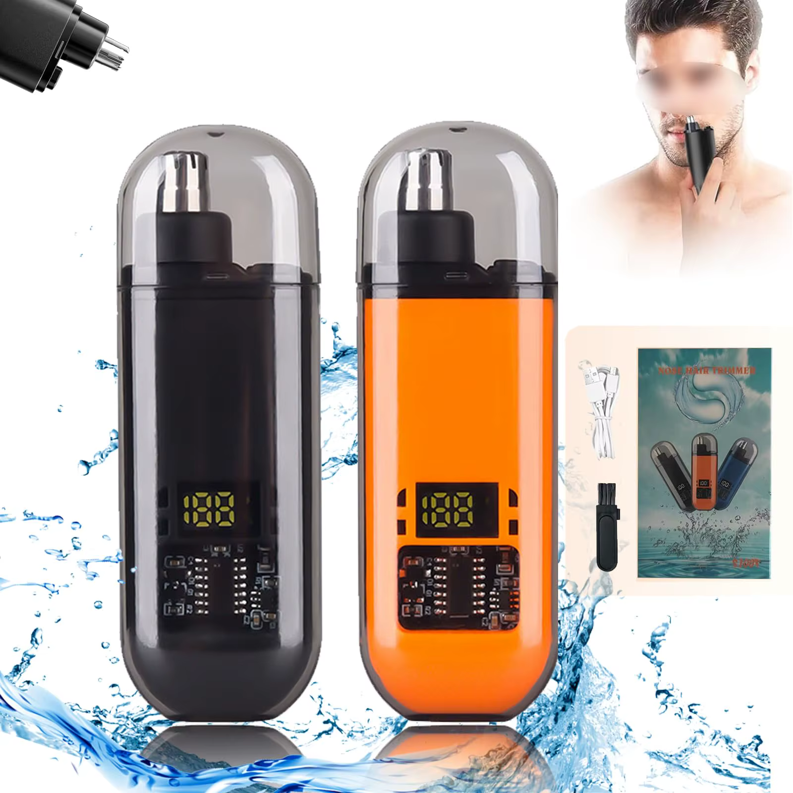 Convient aux hommes, tondeuse à cheveux électrique portable pour le nez et les oreilles avec chargement USB