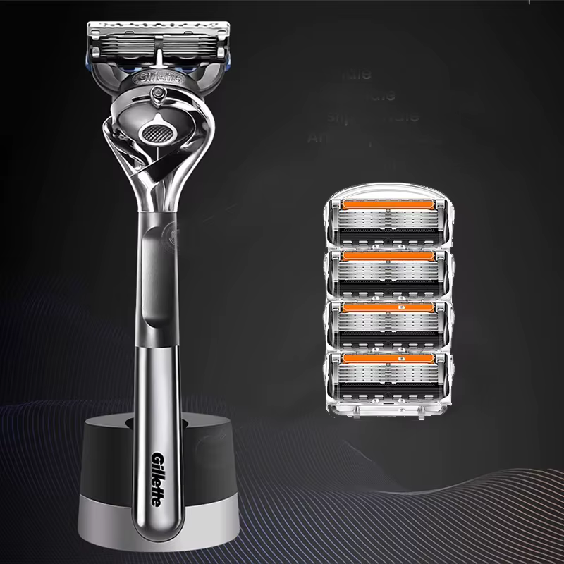 Rasoir Gillette Fusion 5 ProGlide pour homme avec 5 lames, base de rasage avec poignée, boîte Gravity Box, comprend 1 pack de recharge