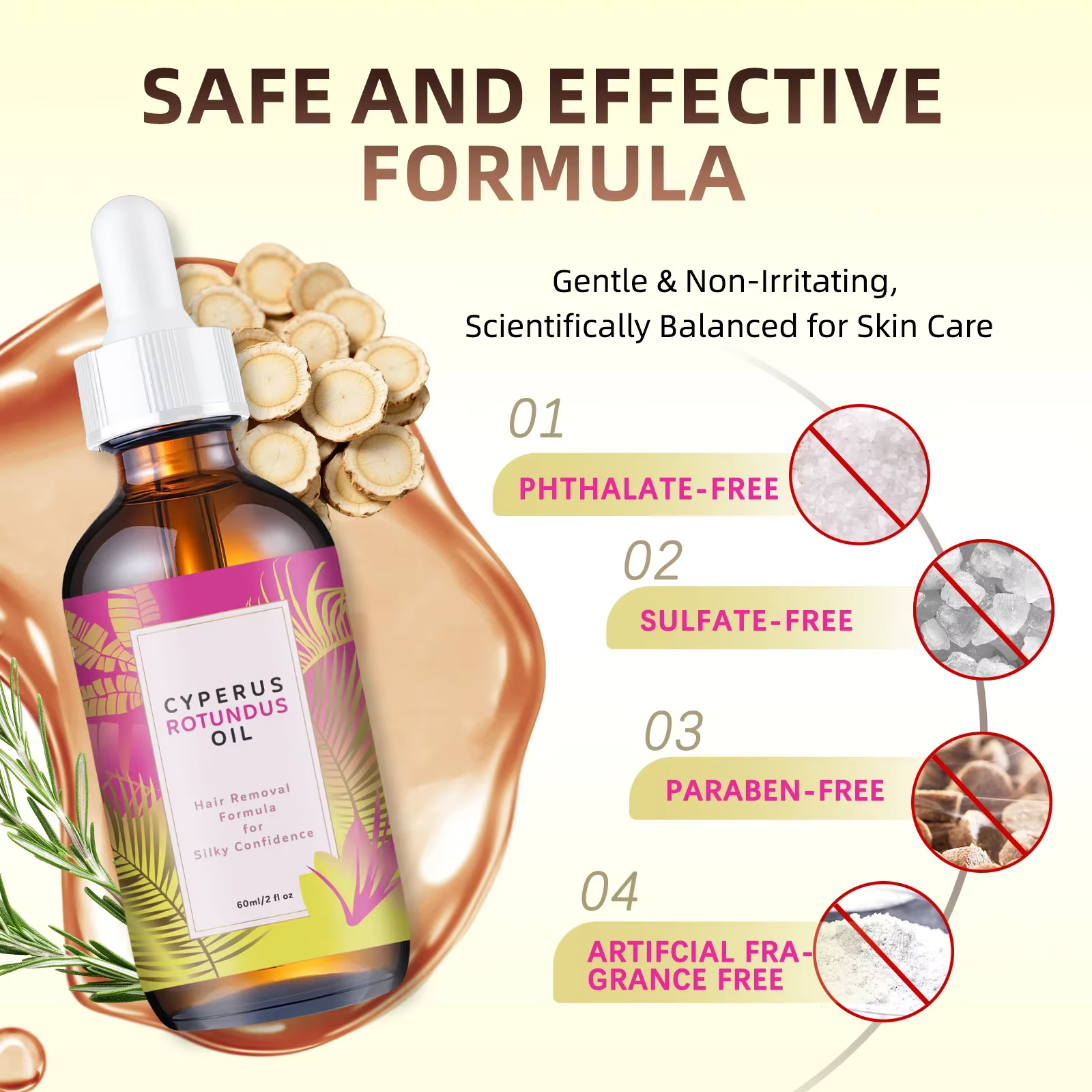 Huile d'épilation 60 ml - Inhibiteur naturel de la croissance des cheveux