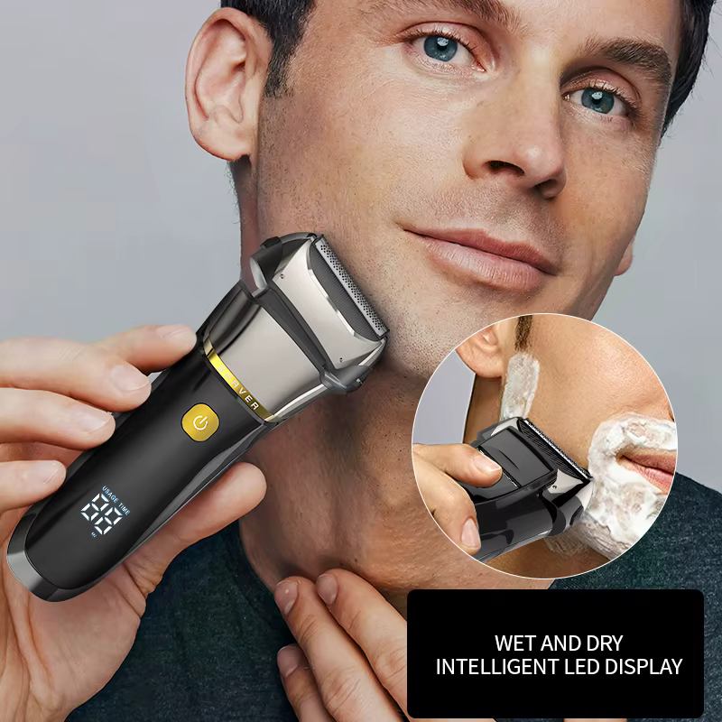 Rasoir électrique 4D pour hommes, Rechargeable, pour barbier, USB type-c, étanche, HT-909