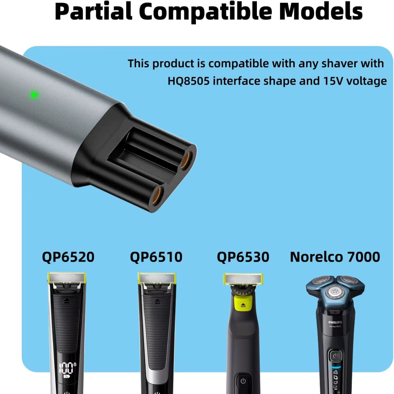 LISI 15V HQ8505 type-c adaptateur de rasoir convertisseur de charge pour Philips Norelco One Blade Pro QP6510 QP6520 QP6530 tondeuse à barbe