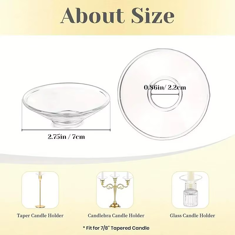 Ensemble de 3 porte-bougies en verre avec attrape-cire, protège-gouttes et base anti-basculement - Pour centres de table, mariages, décoration intérieure