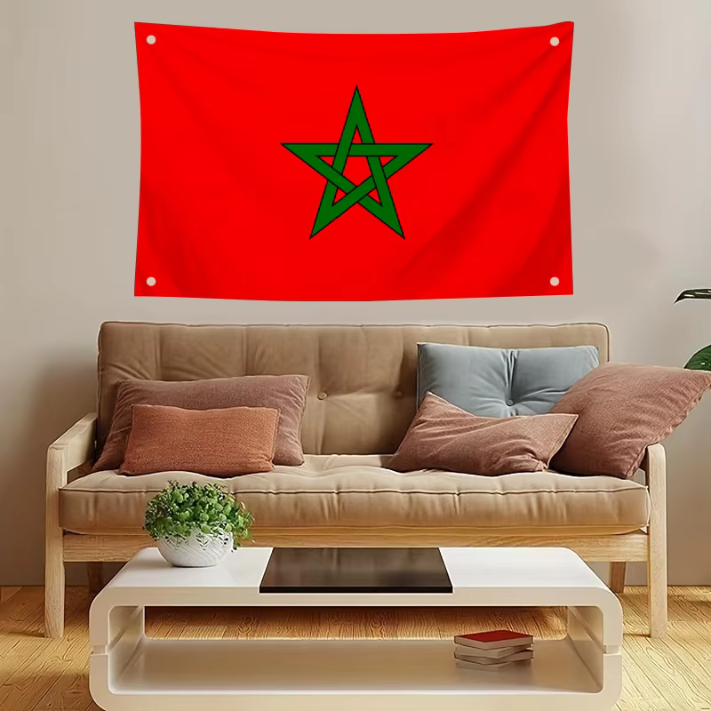 Drapeau du Maroc, drapeaux et bannières à quatre trous, en Polyester, décoration extérieure, esthétique de la pièce, 1 pièce