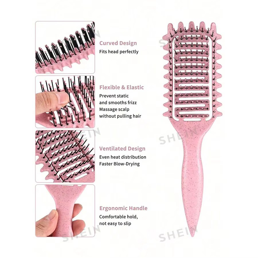 Brosse Coiffante Définition de Boucles, Brosse Démêlante Creuse pour Cheveux Bouclés Humides, Peigne à Boucles, Outils de Coiffure Professionnels