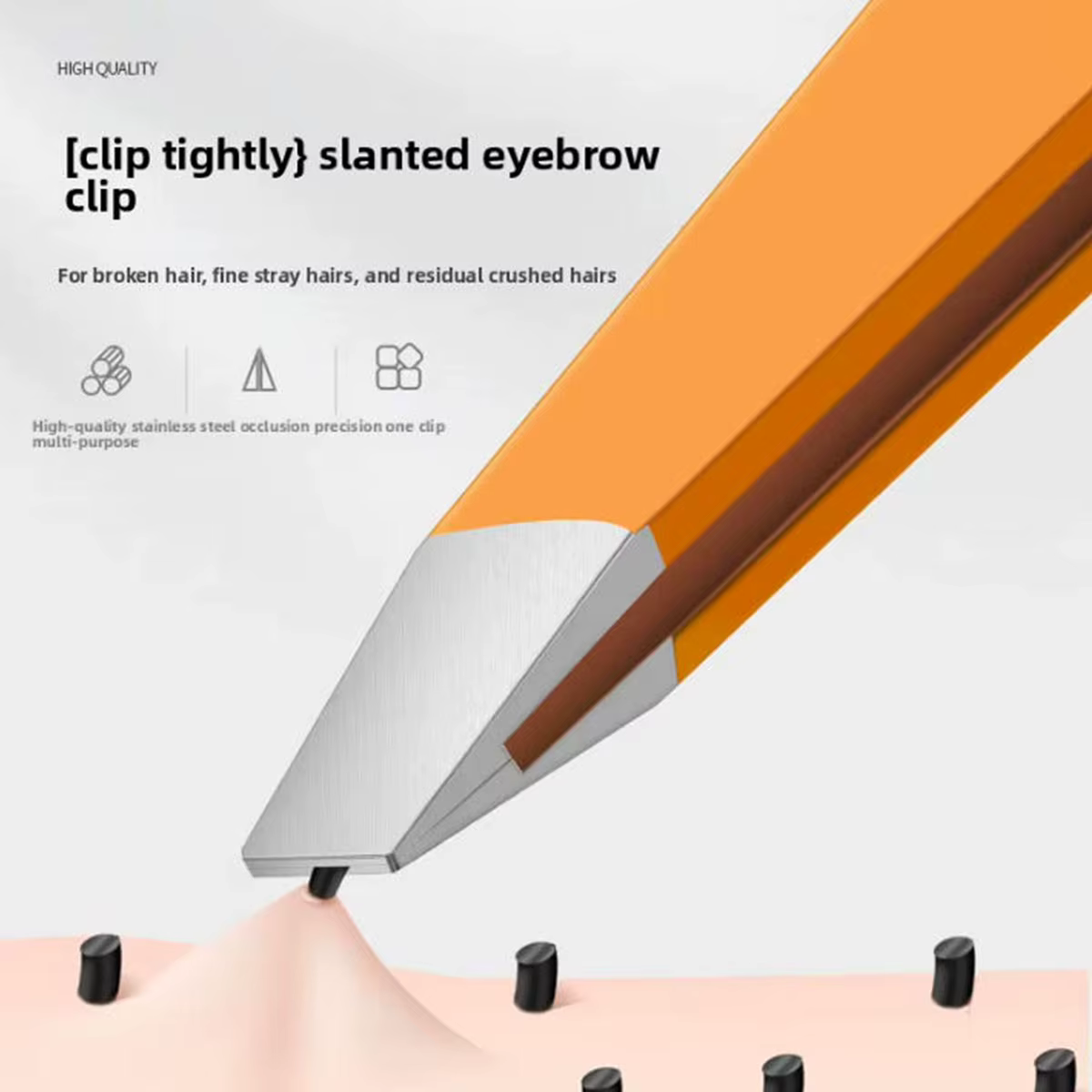 Pince à sourcils en acier inoxydable de haute qualité avec embout incliné