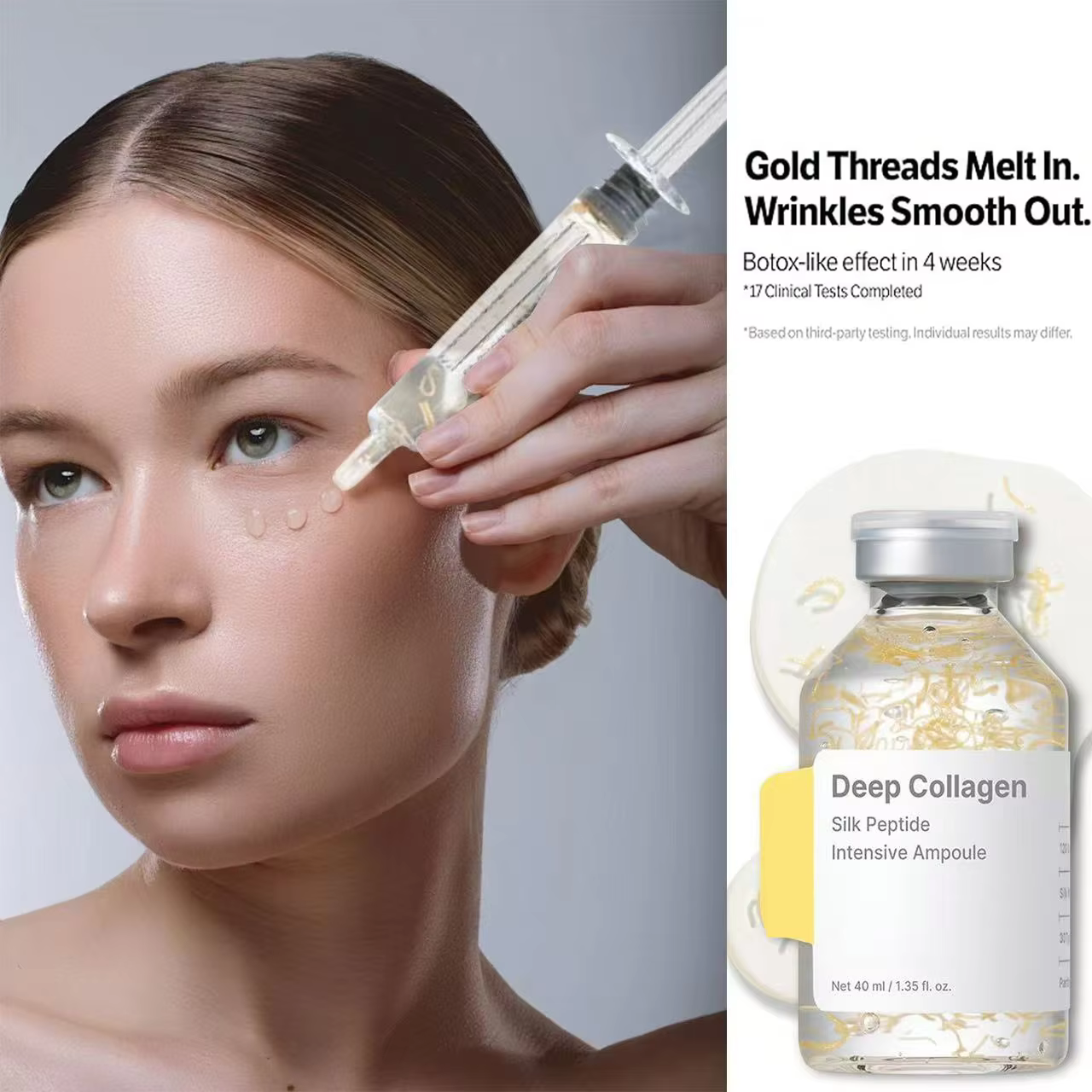 Ampoule de lifting intensif au peptide de soie | Sérum anti-âge pour le visage avec collagène et complexe de 30 peptides