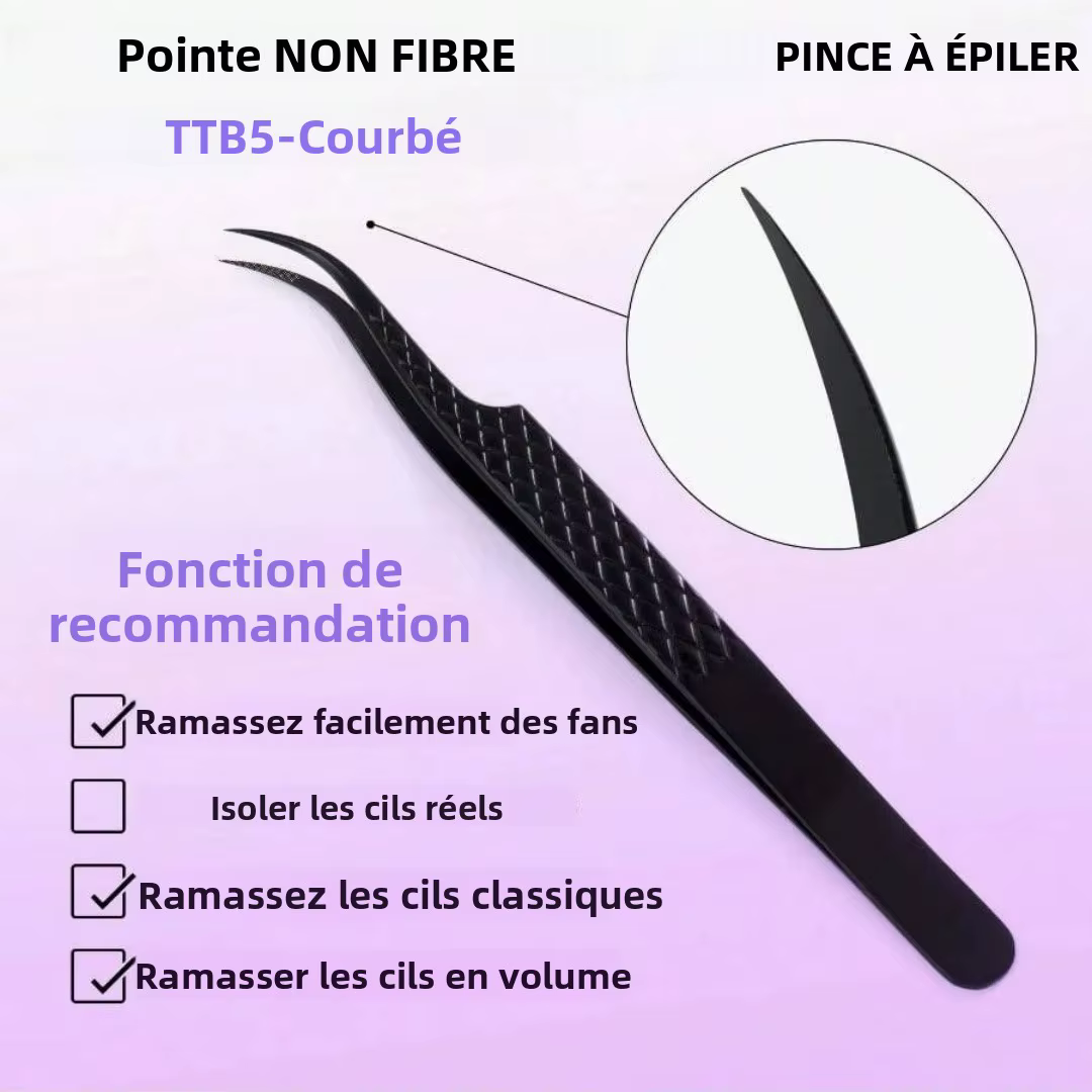 3 pièces ensemble pince à cils professionnelle titane tête incurvée faux