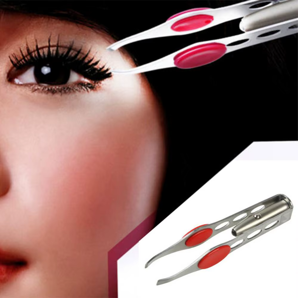 Pince à épiler pour cils et sourcils en acier inoxydable