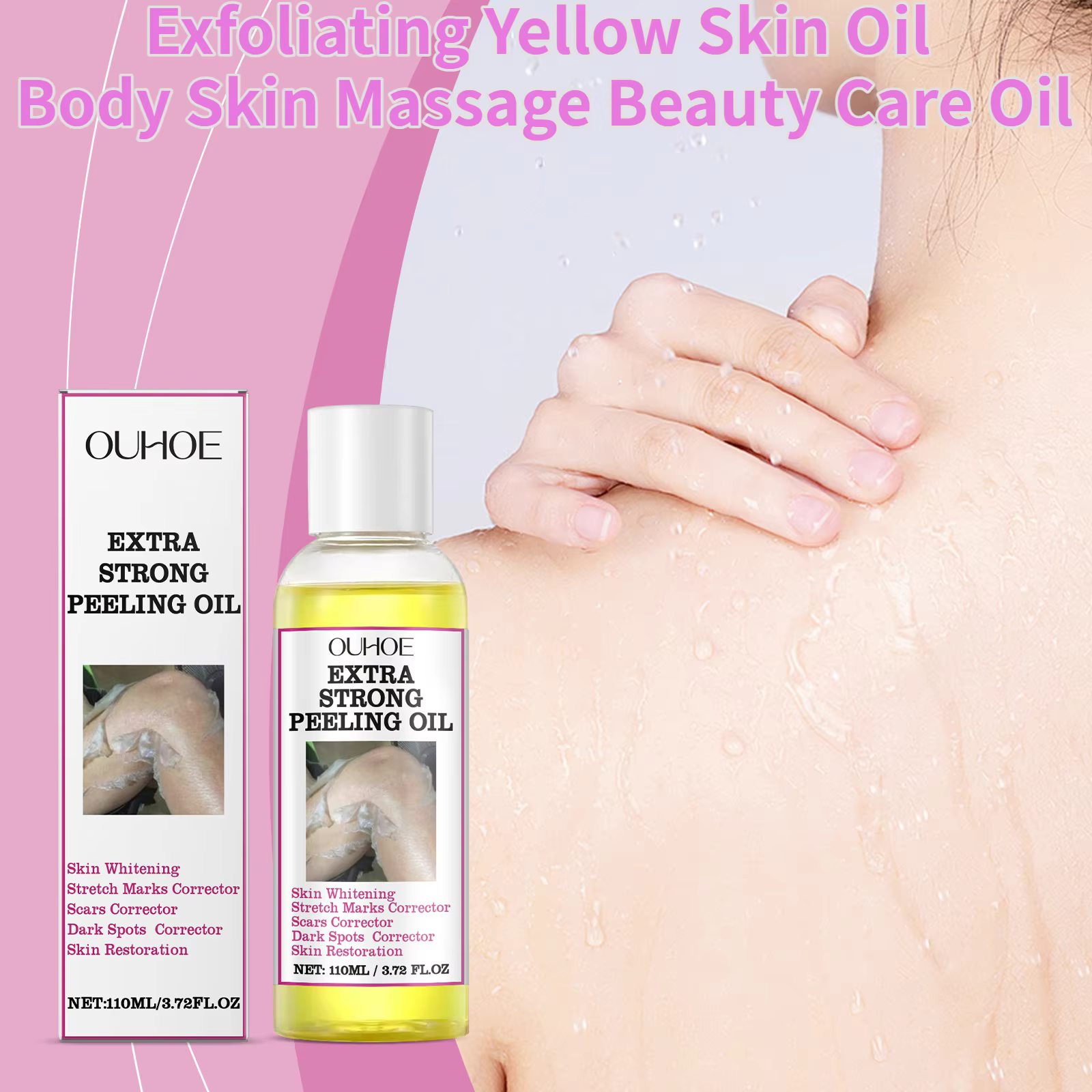 Huile exfoliante jaune pour la peau du corps