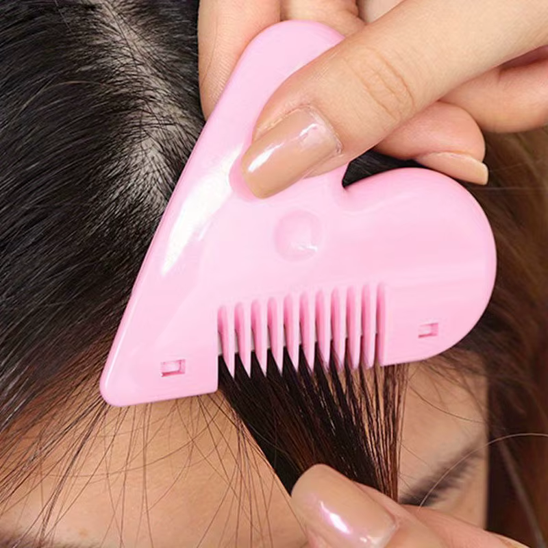 Lot de 3 peignes à cheveux double face en forme de cœur pêche rose