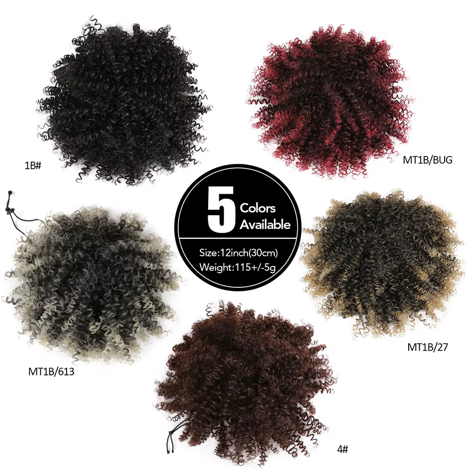 Chignon synthétique Afro bouffant bouclé 12 pouces court crépus bouclés cordon queue de cheval Extension de cheveux postiches pour les femmes