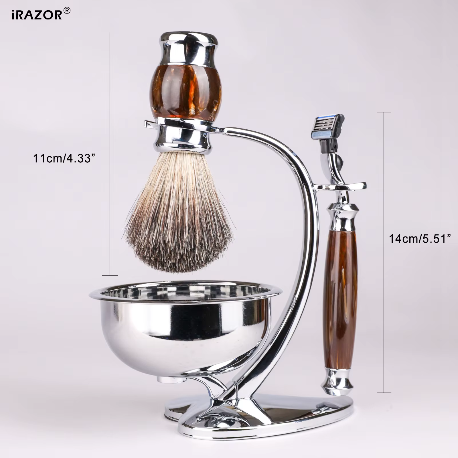 IRAZOR Kit de rasage professionnel pour hommes-Mach 3 lame de rasoir blaireau cheveux accessoire de barbier outil