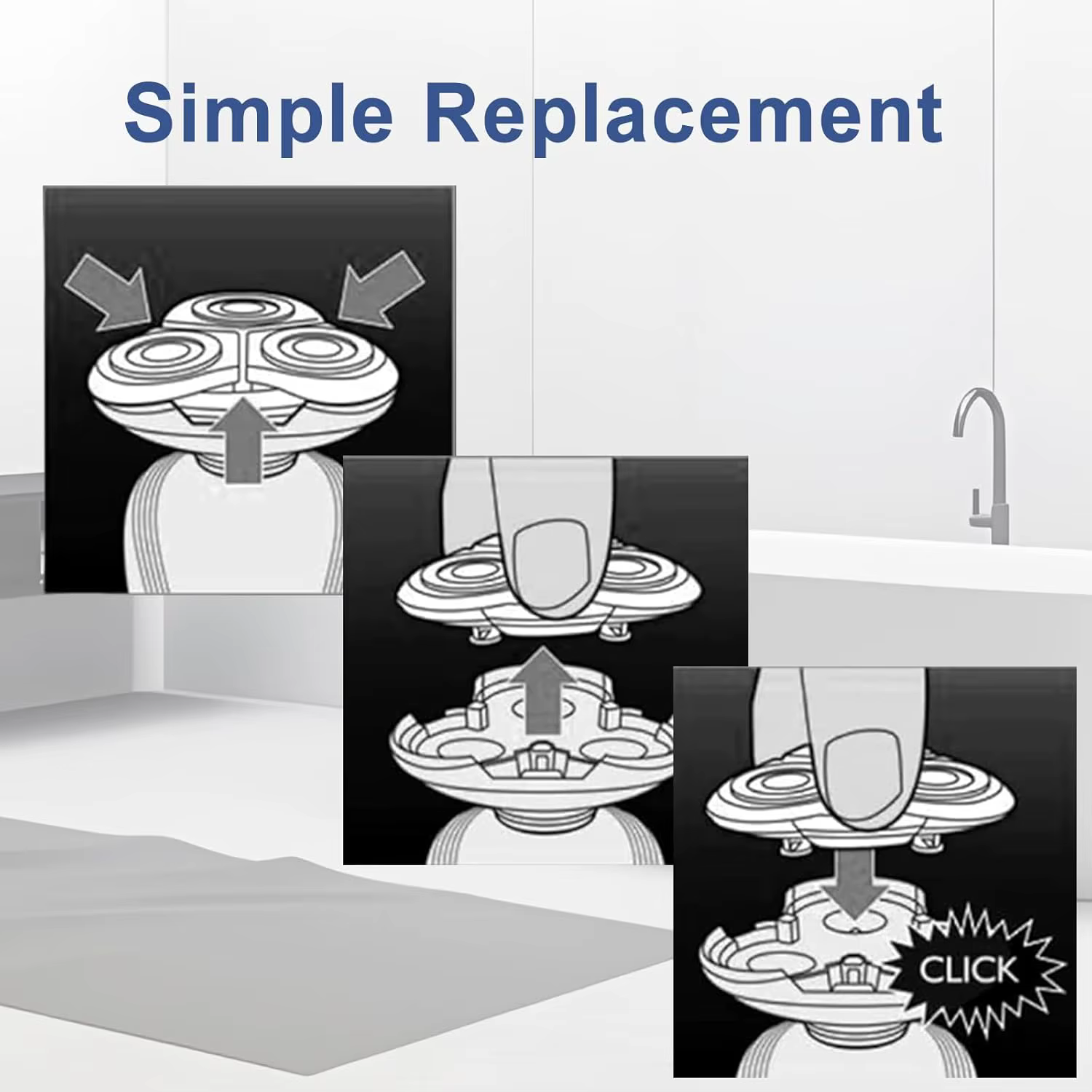Tête de rechange RQ11 pour Philips SensoTouch 2D RQ1100(11XX) série 1150X 1160X 1170X 1180X