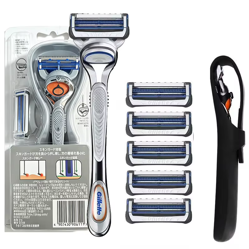 Rasoir manuel Gillette SkinGuard, 2 lames nano fines, peigne de protection pour la peau, bandes lubrifiantes, pour peaux sensibles et sujettes à l'acné, rasoir pour débutants
