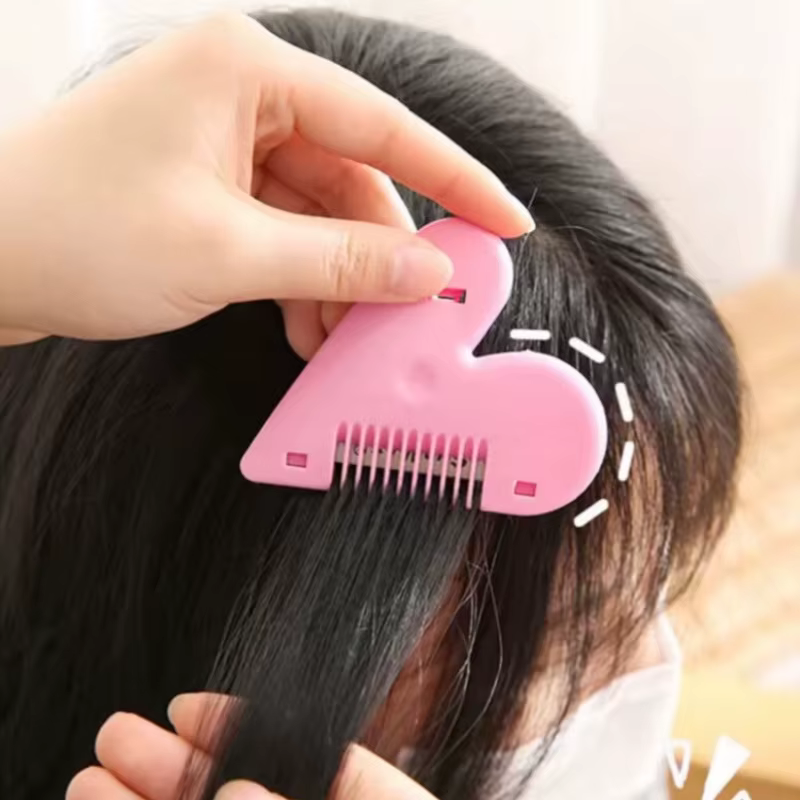 Lot de 3 peignes à cheveux double face en forme de cœur pêche rose